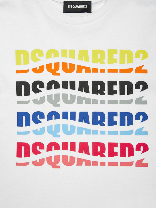 Dsquared2: T-shirt en jersey de coton imprimé - Blanc - kids-girls_1 | Luisa Via Roma