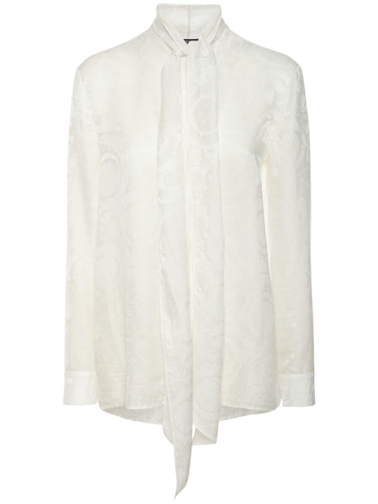 Versace: Hemd aus Seidenmischjacquard „Barocco“ - Weiß - women_0 | Luisa Via Roma