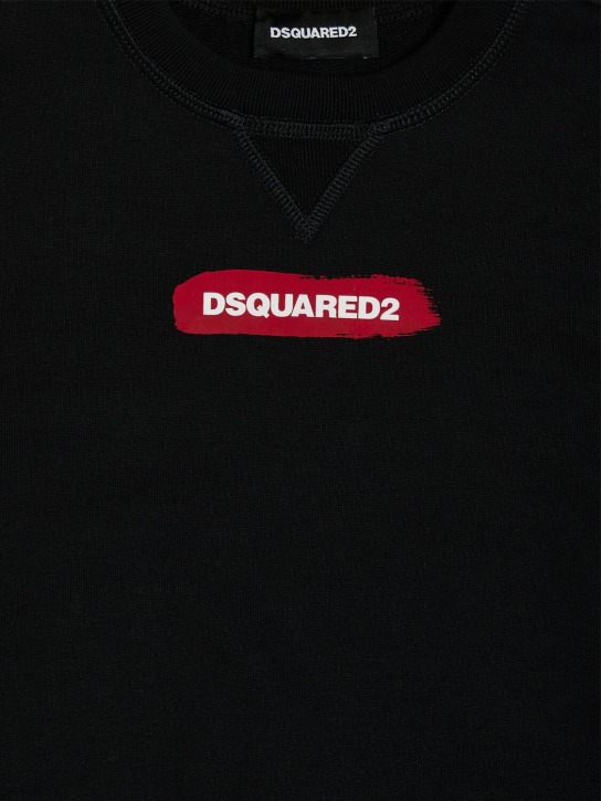 Dsquared2: Sweat-shirt en coton imprimé logo - Noir - kids-boys_1 | Luisa Via Roma