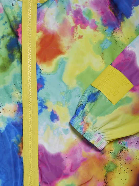 Dsquared2: Giacca in nylon tie dye con cappuccio - Multicolore - kids-boys_1 | Luisa Via Roma