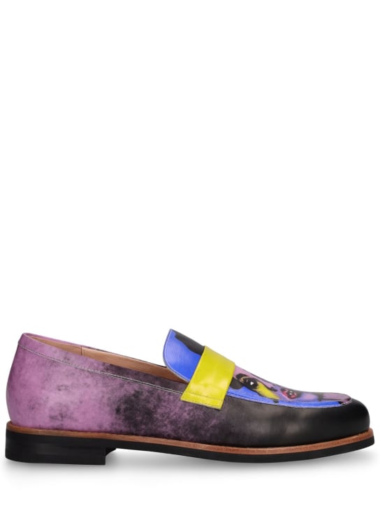 KidSuper Studios: Printed multicolor loafers - Purple - men_0 | Luisa Via Roma