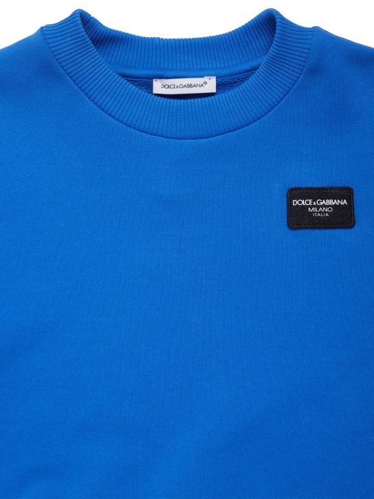 Dolce&Gabbana: Logo printed cotton sweatshirt - Blue - kids-boys_1 | Luisa Via Roma