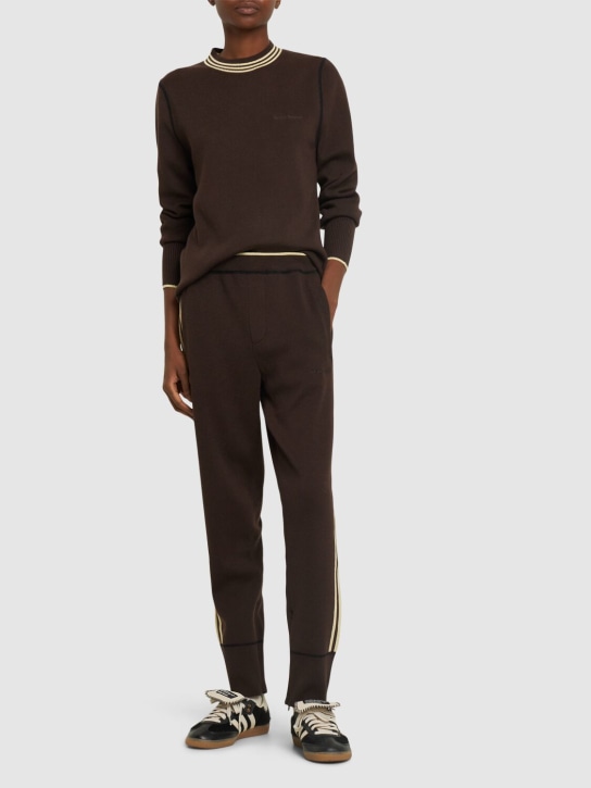 adidas Originals: Pantalones de punto de lana - Dark Brown/Sand - women_1 | Luisa Via Roma