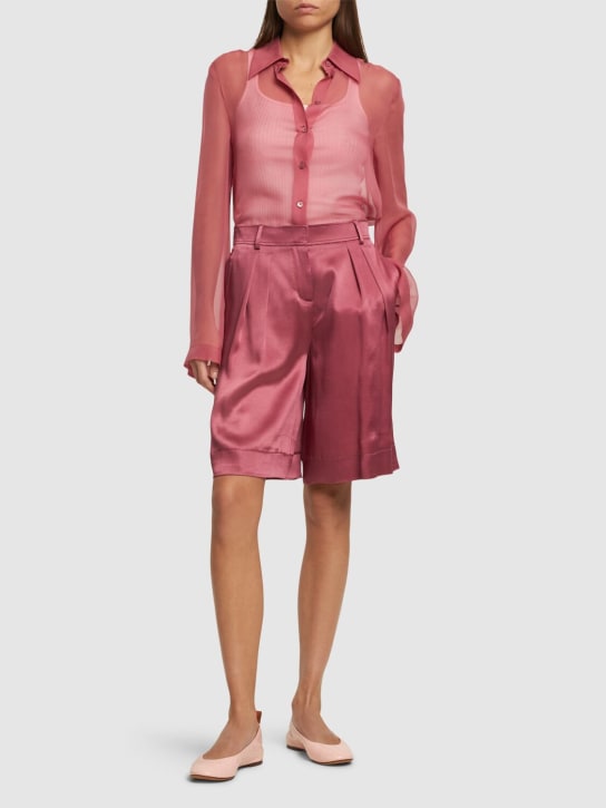 Alberta Ferretti: Satin shorts - Dark Pink - women_1 | Luisa Via Roma