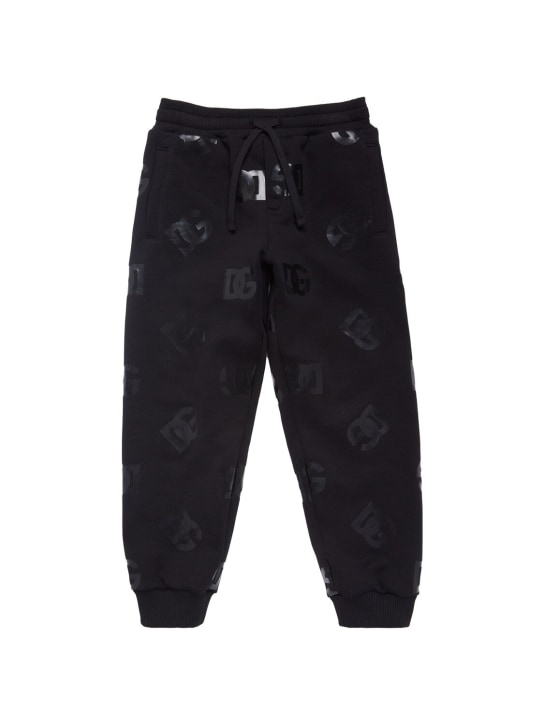 Dolce&Gabbana: Pantalones deportivos de algodón - Negro - kids-boys_0 | Luisa Via Roma