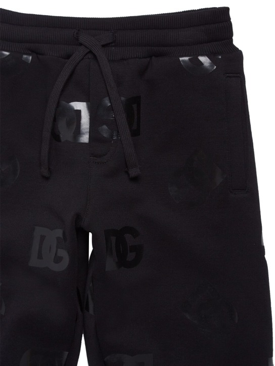 Dolce&Gabbana: Pantalon de jogging en coton imprimé logo - Noir - kids-boys_1 | Luisa Via Roma