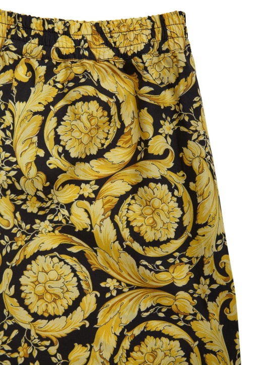 Versace: Baroque print cotton poplin shorts - Black/Gold - kids-boys_1 | Luisa Via Roma