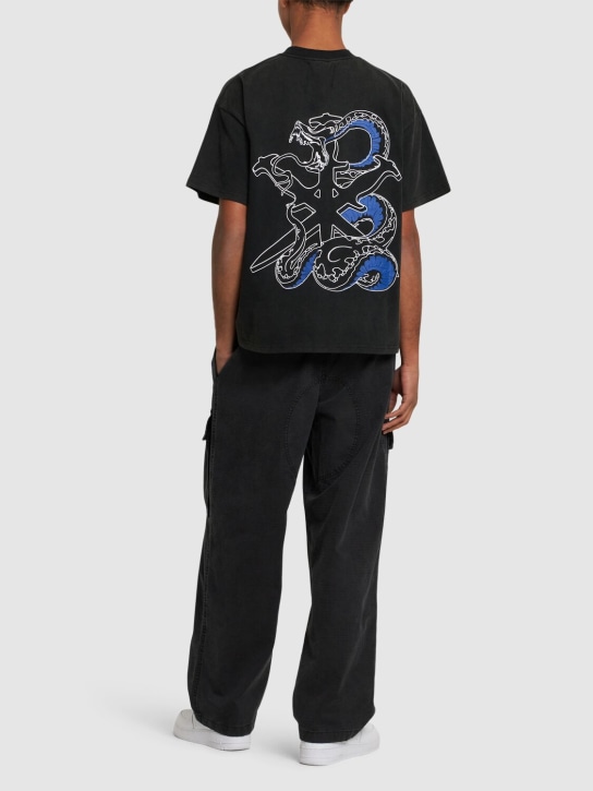 Unknown: Snake & Dagger printed cotton t-shirt - Black - men_1 | Luisa Via Roma