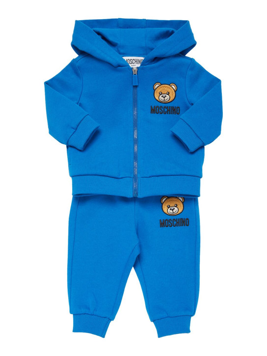 Moschino: Cotton zip sweatshirt & sweatpants - Blue - kids-boys_0 | Luisa Via Roma