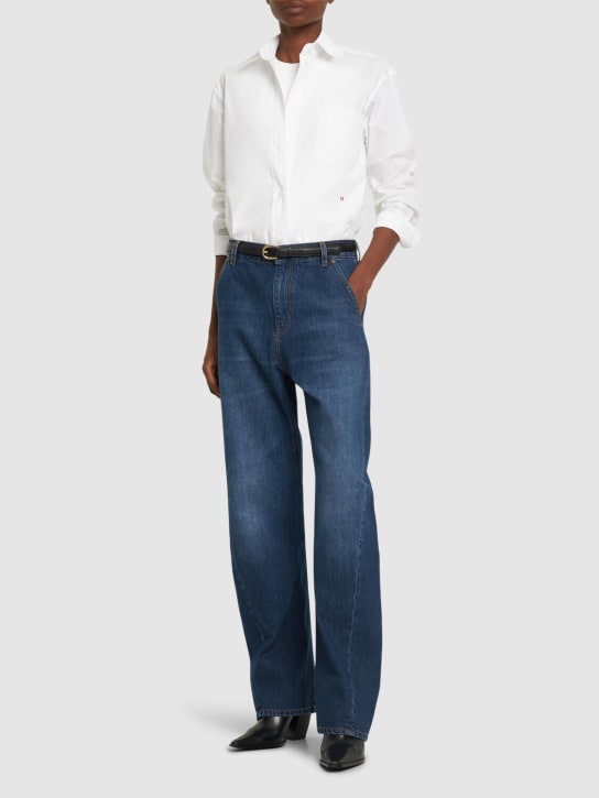Victoria Beckham: Jeans aus bedrucktem Baumwolldenim - Blau - women_1 | Luisa Via Roma