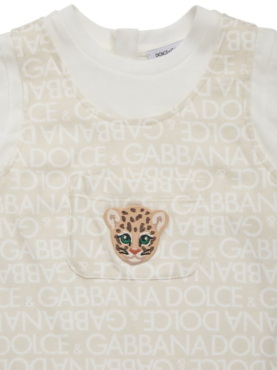 Dolce&Gabbana: Strampler mit Logo - Weiß/Beige - kids-girls_1 | Luisa Via Roma