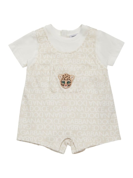 Dolce&Gabbana: Pelele de algodón con logo - Blanco/Beige - kids-boys_0 | Luisa Via Roma
