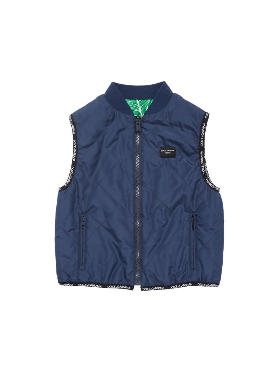 Dolce&Gabbana: Reversible quilted puffer vest - Dark Blue - kids-boys_0 | Luisa Via Roma