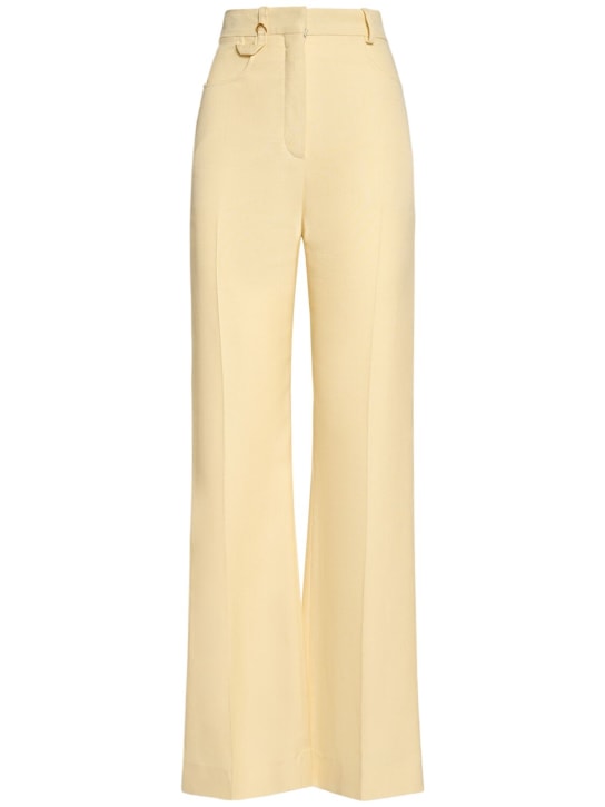 Jacquemus: Le Pantalon Sauge crepe high rise pants - Light Yellow - women_0 | Luisa Via Roma