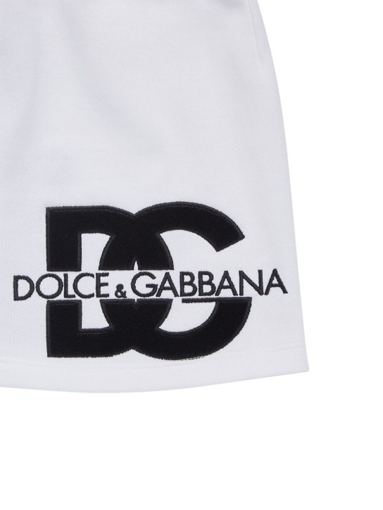 Dolce&Gabbana: 로고 자수 코튼 스커트 - 화이트 - kids-girls_1 | Luisa Via Roma