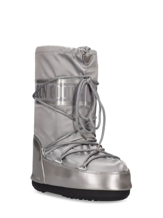 Moon Boot: Icon tall nylon snow boots - Silver - kids-girls_1 | Luisa Via Roma