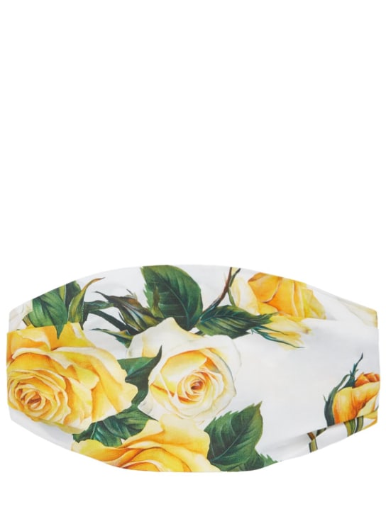 Dolce&Gabbana: Diadema de algodón con estampado floral - Blanco/Amarillo - kids-girls_0 | Luisa Via Roma