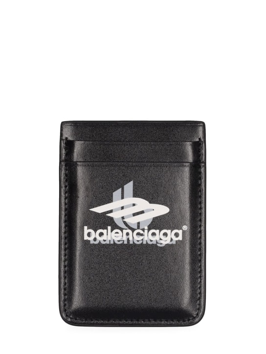 Balenciaga: Magnet leather cash & card holder - Black - men_0 | Luisa Via Roma