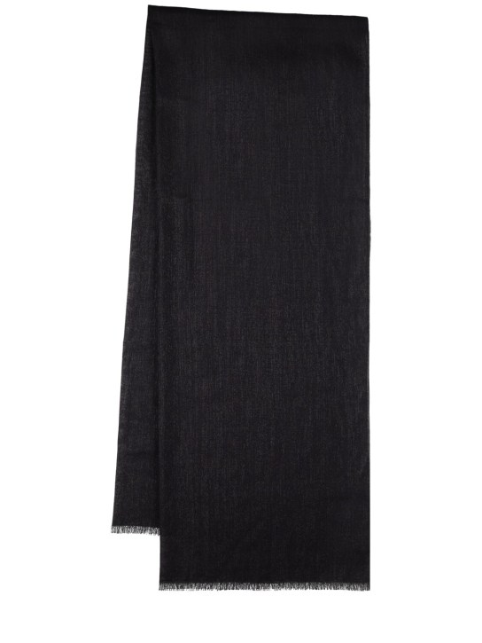 Brunello Cucinelli: Cashmere & silk lurex scarf - Black - women_0 | Luisa Via Roma