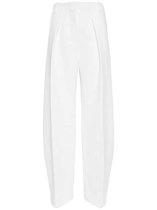 Jacquemus: Pantalones de cady de talle alto - Blanco - women_0 | Luisa Via Roma