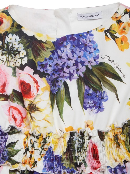 Dolce&Gabbana: Robe en coton imprimé floral - Blanc - kids-girls_1 | Luisa Via Roma