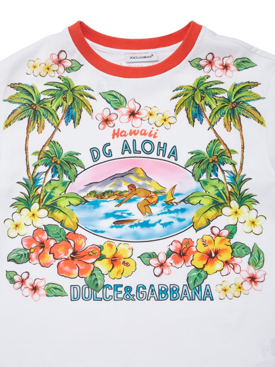 Dolce&Gabbana: Camiseta de jersey de algodón estampada - Blanco - kids-boys_1 | Luisa Via Roma