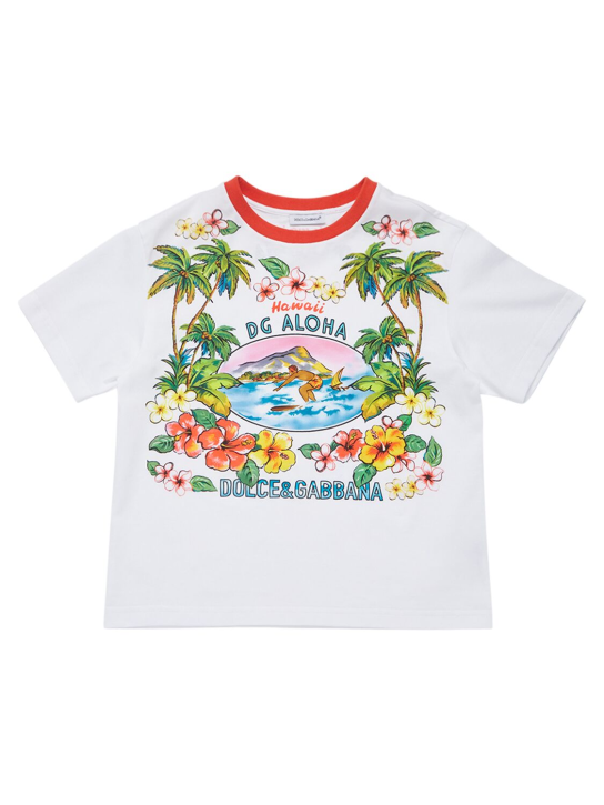 Dolce&Gabbana: Printed cotton jersey t-shirt - White - kids-boys_0 | Luisa Via Roma