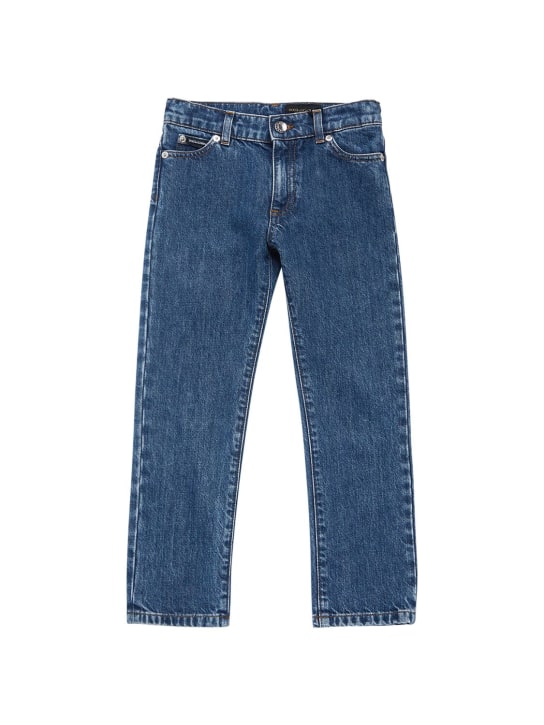 Dolce&Gabbana: Jeans de denim de algodón - Azul - kids-girls_0 | Luisa Via Roma