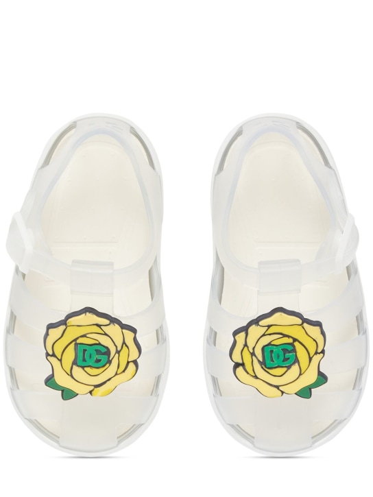 Dolce&Gabbana: Sandalen mit Logoblume - Durchsichtig - kids-girls_1 | Luisa Via Roma