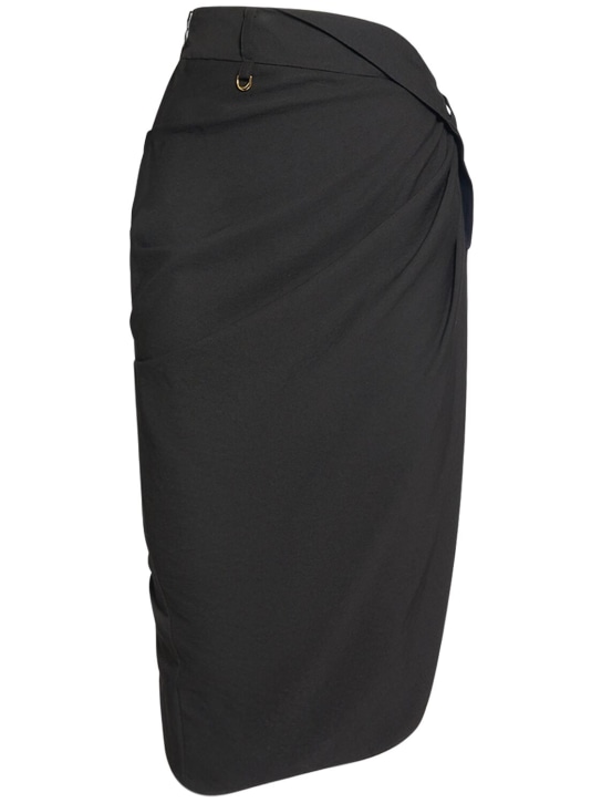 Jacquemus: La Jupe Saudade satin midi wrap skirt - Black - women_0 | Luisa Via Roma