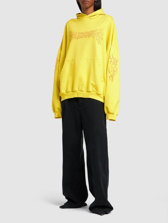 Balenciaga: Darkwave cotton hoodie - Yellow/Red - women_1 | Luisa Via Roma