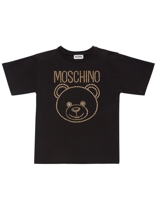 Moschino: 코튼 저지 티셔츠 - 블랙 - kids-girls_0 | Luisa Via Roma