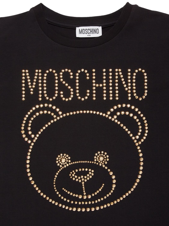 Moschino: 코튼 저지 티셔츠 - 블랙 - kids-girls_1 | Luisa Via Roma