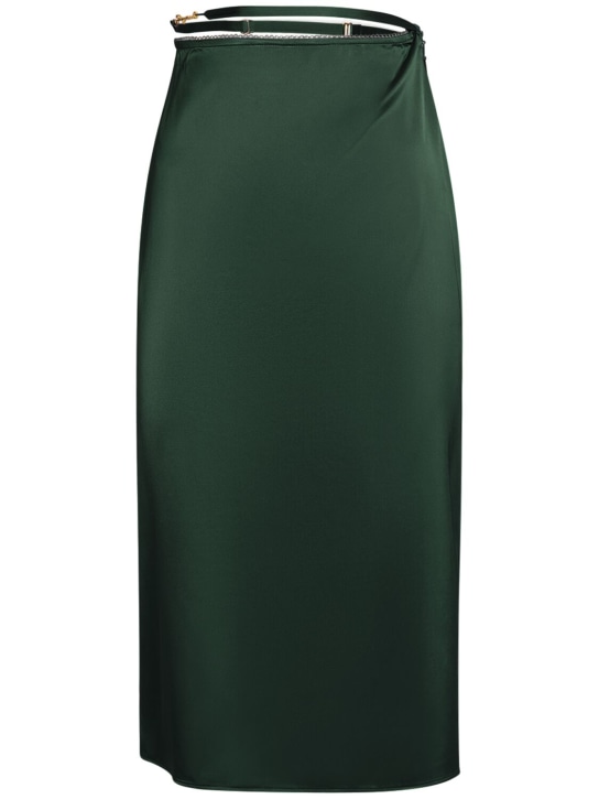 Jacquemus: La Jupe Notte satin midi skirt - Dark Green - women_0 | Luisa Via Roma