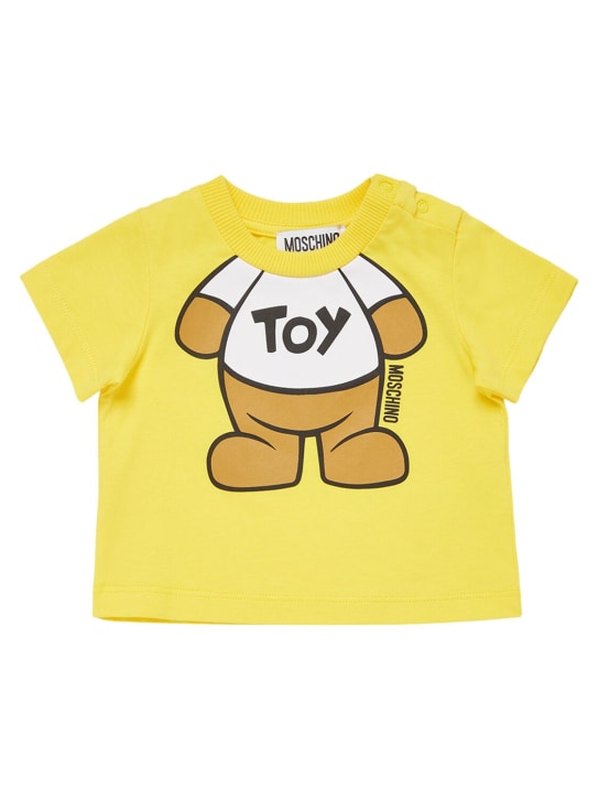 Moschino: T-shirt en jersey de coton - Jaune - kids-girls_0 | Luisa Via Roma