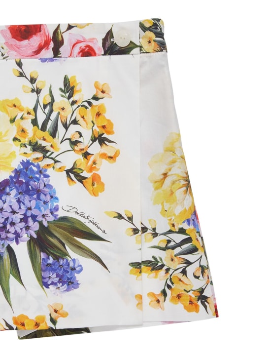 Dolce&Gabbana: Shorts de algodón con estampado floral - Blanco - kids-girls_1 | Luisa Via Roma