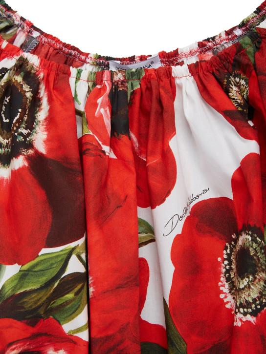 Dolce&Gabbana: Crop top in cotone stampato - Multicolore - kids-girls_1 | Luisa Via Roma