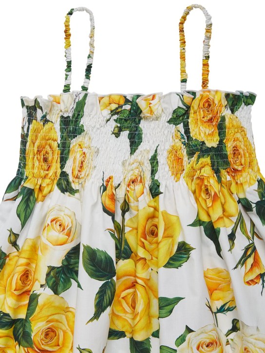 Dolce&Gabbana: Flower printed cotton poplin dress - White/Yellow - kids-girls_1 | Luisa Via Roma