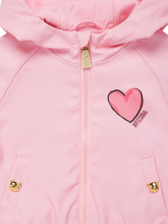 Moschino: Hooded coated stretch nylon jacket - Pink - kids-girls_1 | Luisa Via Roma
