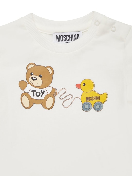 Moschino: T-shirt en jersey de coton - Off-White - kids-boys_1 | Luisa Via Roma