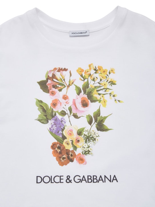 Dolce&Gabbana: T-shirt en jersey de coton imprimé - Blanc - kids-girls_1 | Luisa Via Roma