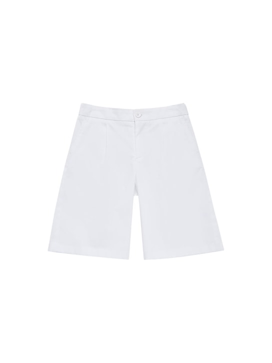 Dolce&Gabbana: Shorts in cotone stretch con logo - Bianco - kids-boys_0 | Luisa Via Roma