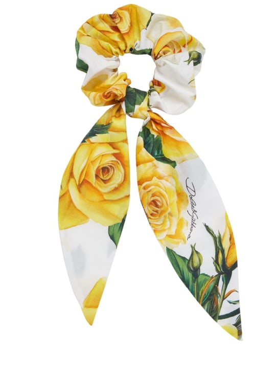 Dolce&Gabbana: Scrunchie de algodón estampado - Blanco/Amarillo - kids-girls_0 | Luisa Via Roma