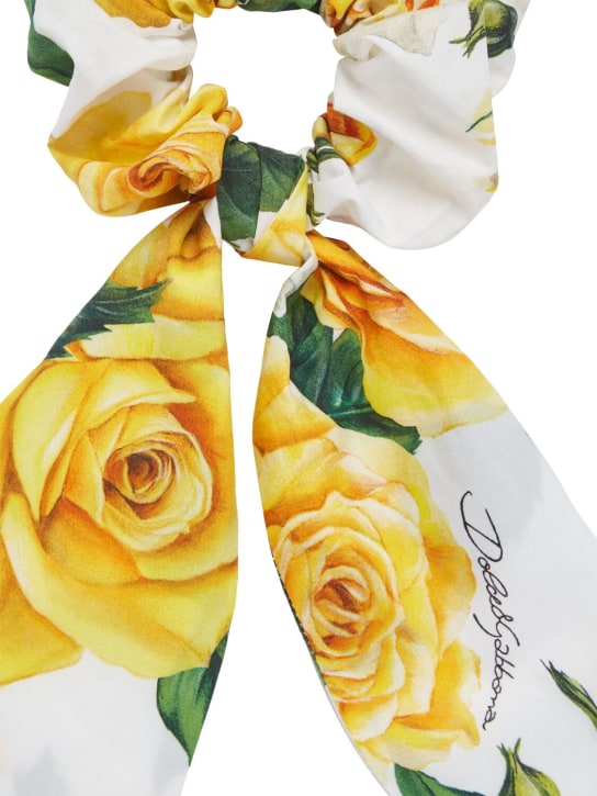 Dolce&Gabbana: Scrunchie de algodón estampado - Blanco/Amarillo - kids-girls_1 | Luisa Via Roma