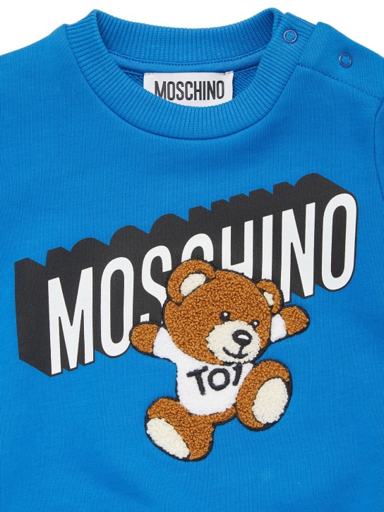 Moschino: 코튼 크루넥 스웨트셔츠 - 블루 - kids-boys_1 | Luisa Via Roma