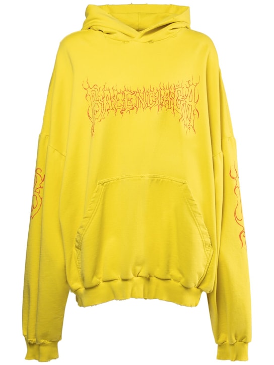 Balenciaga: Darkwave cotton hoodie - Yellow/Red - men_0 | Luisa Via Roma