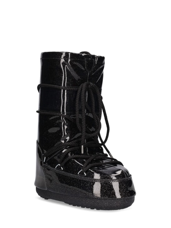 Moon Boot: Icon tall glitter nylon snow boots - Black - kids-boys_1 | Luisa Via Roma