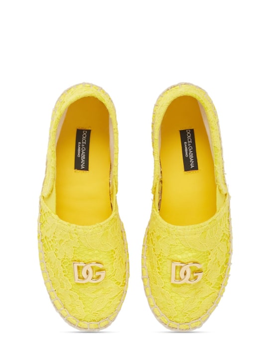 Dolce&Gabbana: Lace espadrilles w/ logo - Yellow - kids-girls_1 | Luisa Via Roma