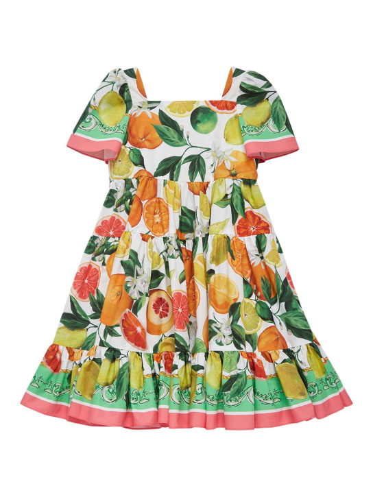 Dolce&Gabbana: Vestido de algodón estampado - Multicolor - kids-girls_0 | Luisa Via Roma