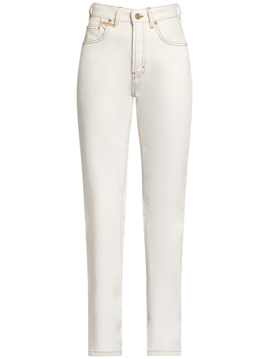 Jacquemus: Jeans de cintura alta - Off-White - women_0 | Luisa Via Roma